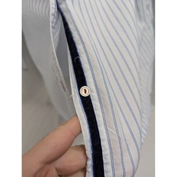 Chaps women's 1X cotton button up shirt stripes with unique cross stitch 019 - Picture 6 of 9